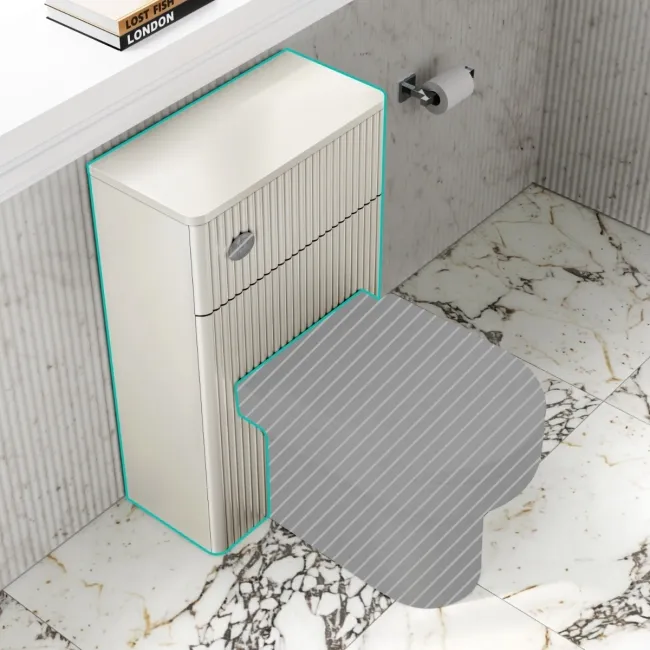 Cadiz Fluted Linen White Slimline Back To Wall Toilet Unit 500mm