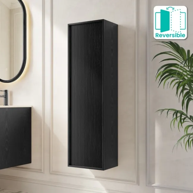Bora Black Oak Wall Hung Tall Cabinet 1200x350mm