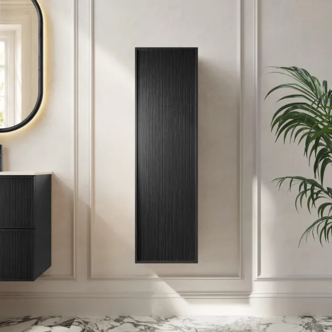 Bora Black Oak Wall Hung Tall Cabinet 1200x350mm