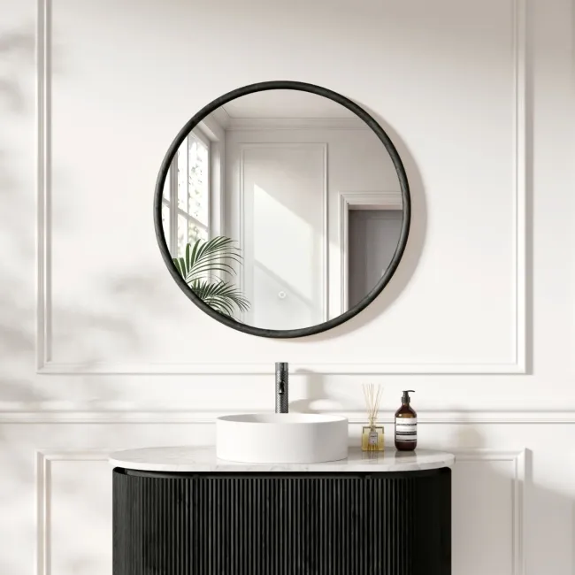 Lily Black Oak Round LED Mirror 800mm