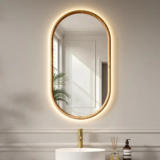 Lily Natural Oak Pill LED Mirror 900x500mm