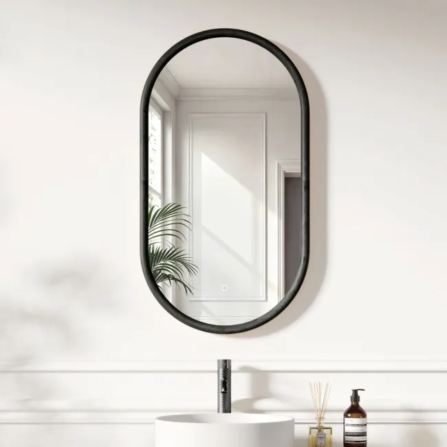 Lily Black Oak Pill LED Mirror 900x500mm