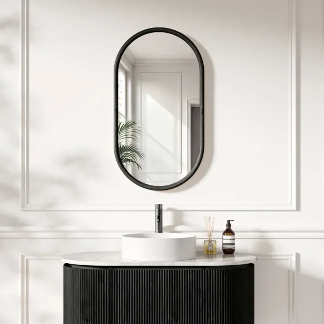 Lily Black Oak Pill LED Mirror 900x500mm