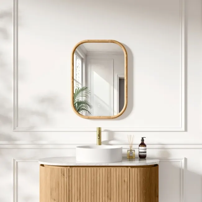 Lily Natural Oak Rectangular LED Mirror 700x500mm