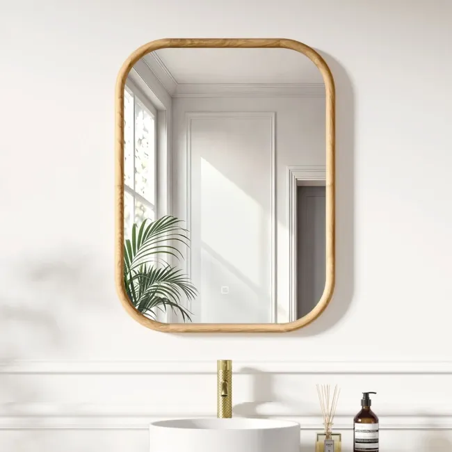 Lily Natural Oak Rectangular LED Mirror 800x600mm