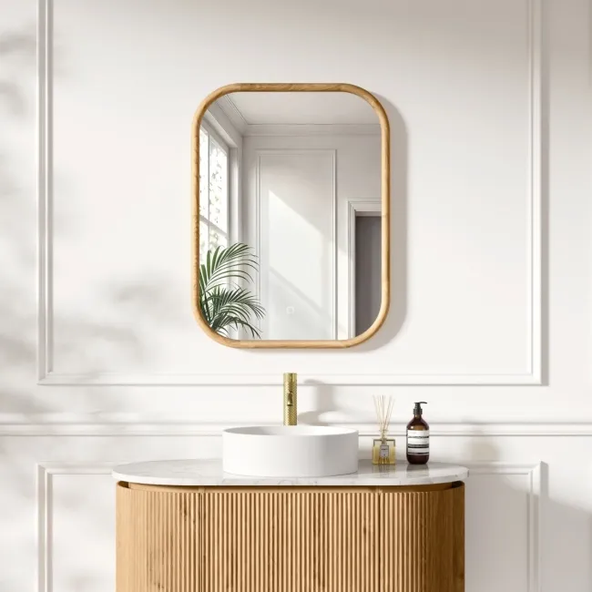 Lily Natural Oak Rectangular LED Mirror 800x600mm