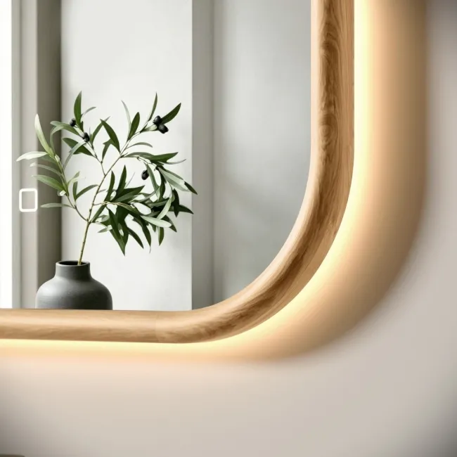 Lily Natural Oak Rectangular LED Mirror 800x600mm