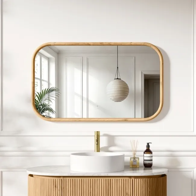 Lily Natural Oak Rectangular LED Mirror 600x1000mm