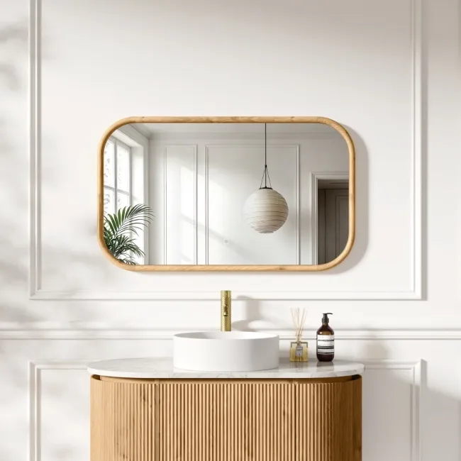 Lily Natural Oak Rectangular LED Mirror 600x1000mm