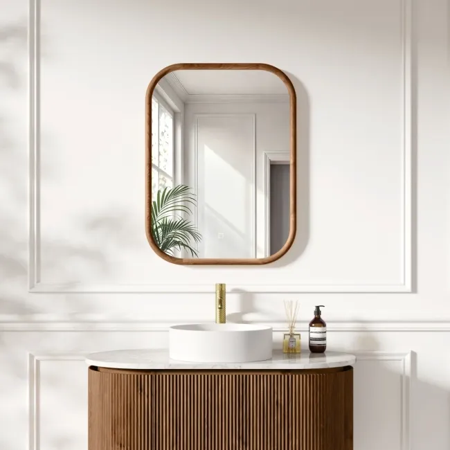 Lily Natural Walnut Rectangular LED Mirror 800x600mm