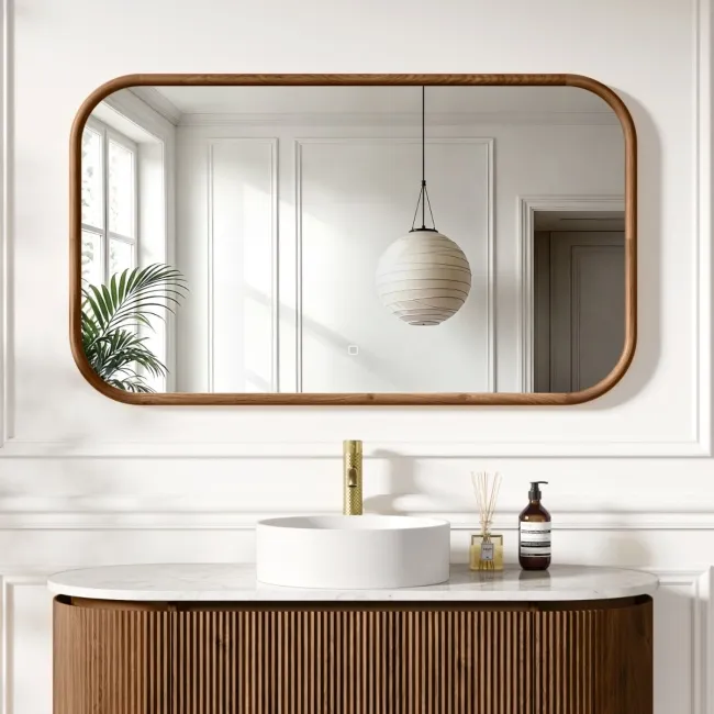 Lily Natural Walnut Rectangular LED Mirror 700x1200mm