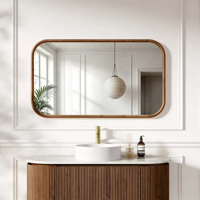 Lily Natural Walnut Rectangular LED Mirror 700x1200mm