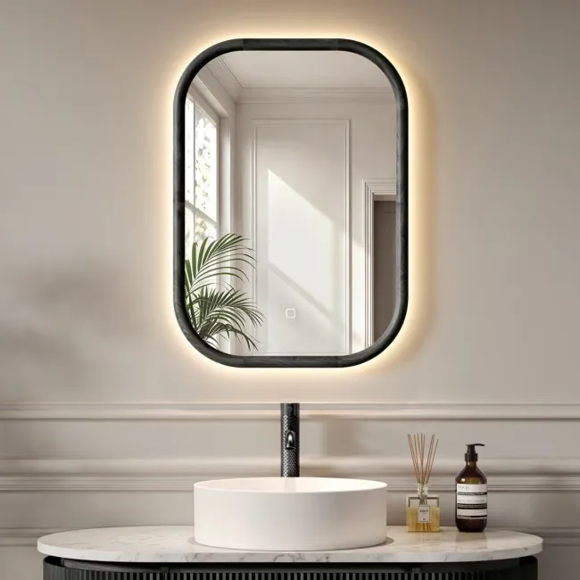Lily Black Oak Rectangular LED Mirror 700x500mm