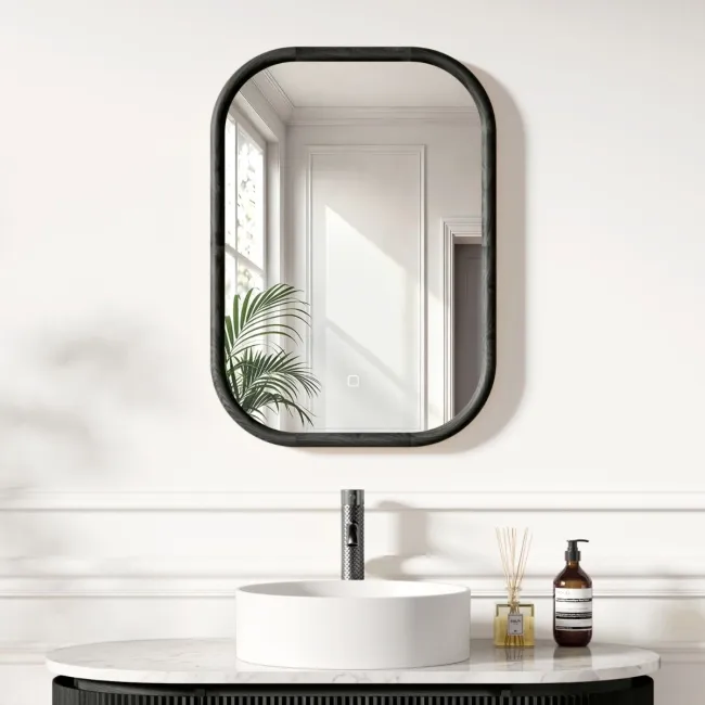 Lily Black Oak Rectangular LED Mirror 700x500mm