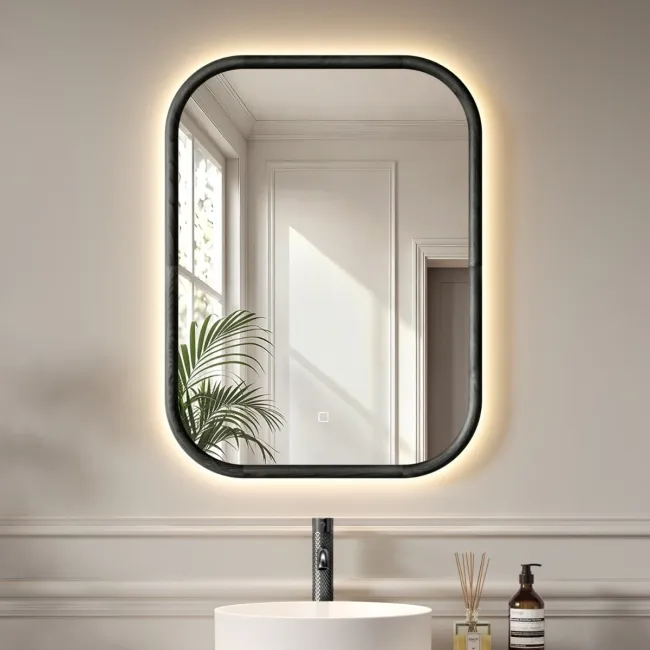 Lily Black Oak Rectangular LED Mirror 800x600mm