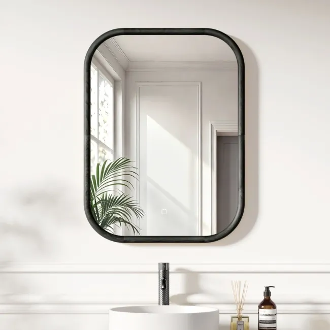Lily Black Oak Rectangular LED Mirror 800x600mm