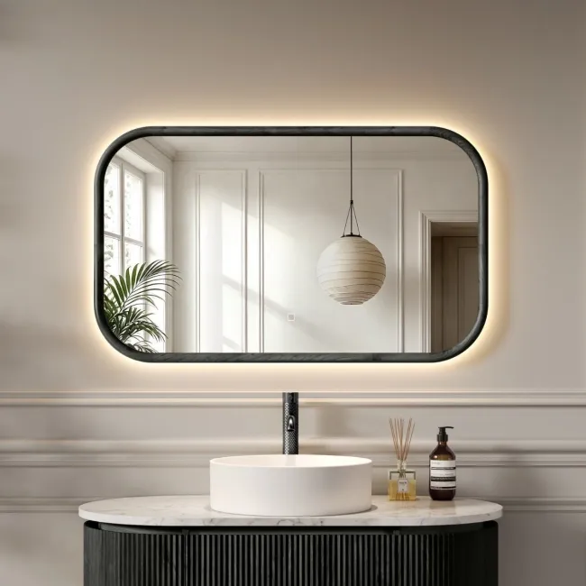 Lily Black Oak Rectangular LED Mirror 600x1000mm