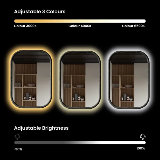 Lily Black Oak Rectangular LED Mirror 600x1000mm