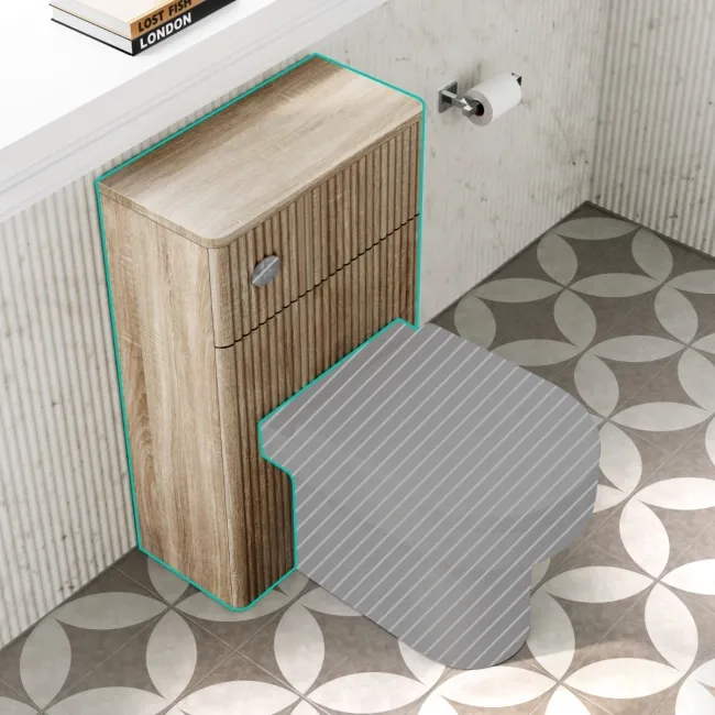 Cadiz Fluted Apex Oak Slimline Back To Wall Toilet Unit 500mm