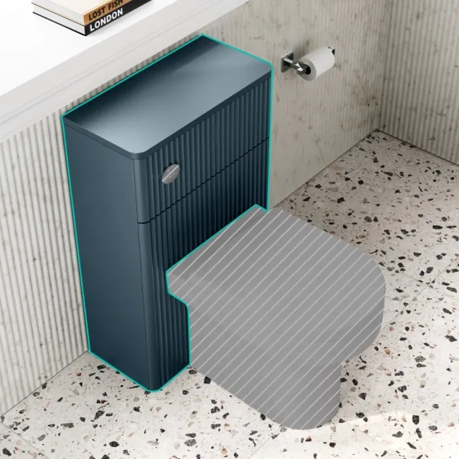 Cadiz Fluted Navy Blue Slimline Back To Wall Toilet Unit 500mm