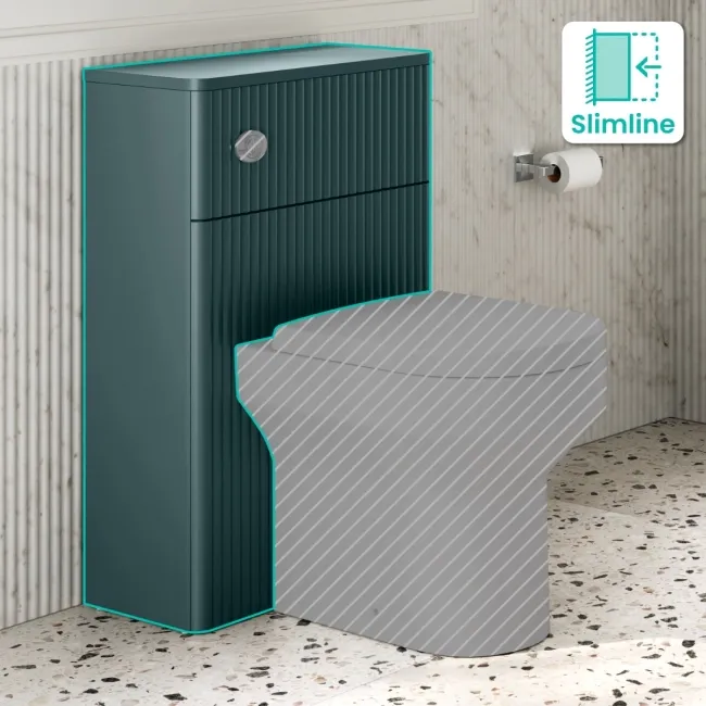 Cadiz Fluted Mystic Green Slimline Back To Wall Toilet Unit 500mm
