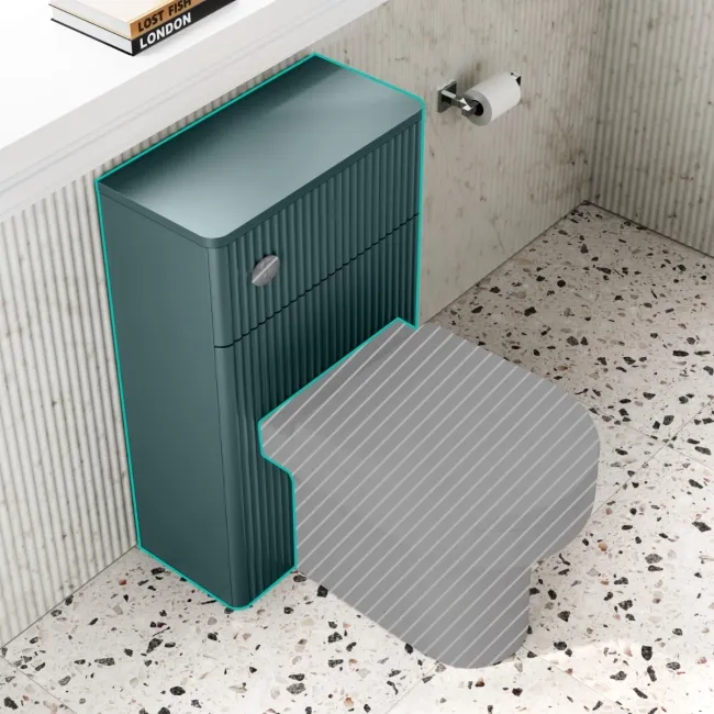 Cadiz Fluted Mystic Green Slimline Back To Wall Toilet Unit 500mm