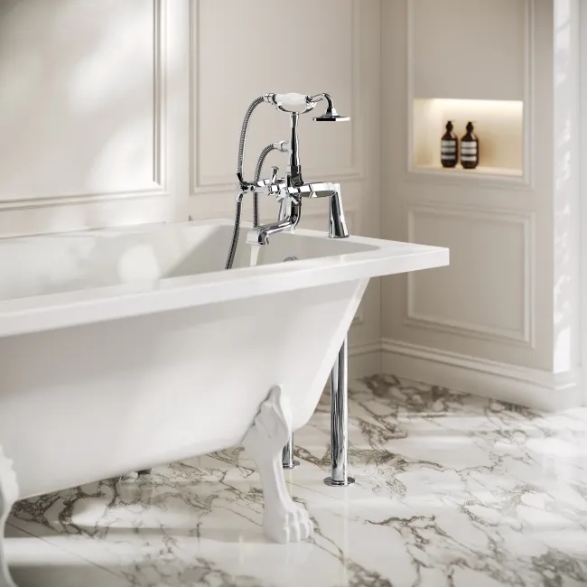 Kenmare Traditional Chrome Freestanding Bath Shower Mixer Tap