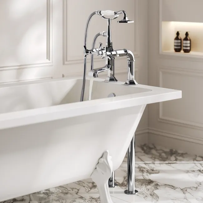 Kenmare Traditional Chrome Freestanding Bath Shower Mixer Tap