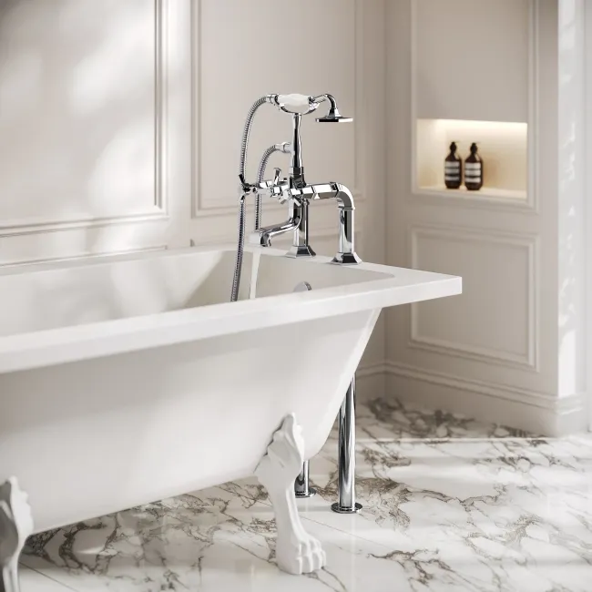 Kenmare Traditional Chrome Freestanding Bath Shower Mixer Tap