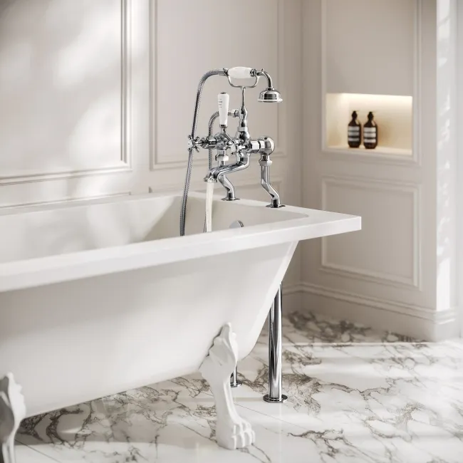 Avoca Traditional Chrome Freestanding Bath Shower Mixer Tap