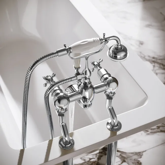Avoca Traditional Chrome Freestanding Bath Shower Mixer Tap