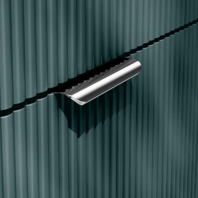 Cadiz Fluted Mystic Green Wall Hung Basin Drawer Vanity 800mm - Chrome Handles