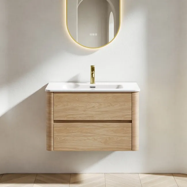 Jerez Country Oak Wall Hung Basin Drawer Vanity 800mm