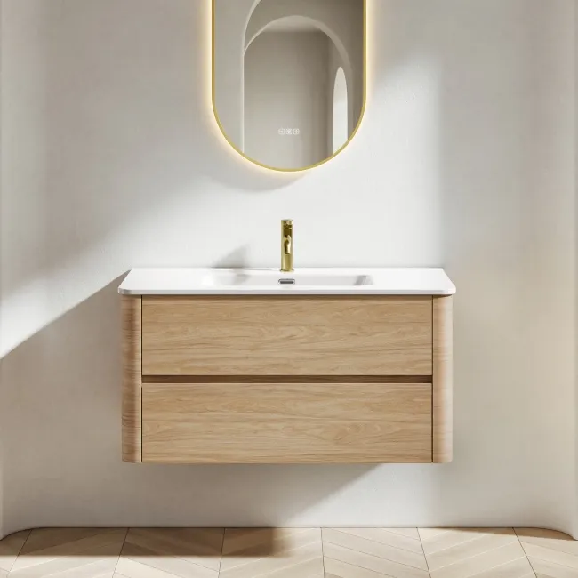 Jerez Country Oak Wall Hung Basin Drawer Vanity 1000mm