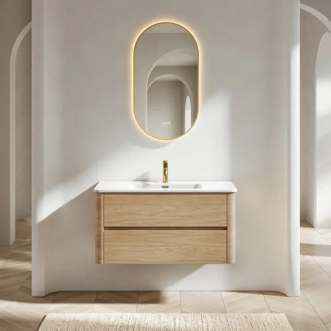 Jerez Country Oak Wall Hung Basin Drawer Vanity 1000mm