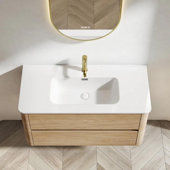 Jerez Country Oak Wall Hung Basin Drawer Vanity 1000mm