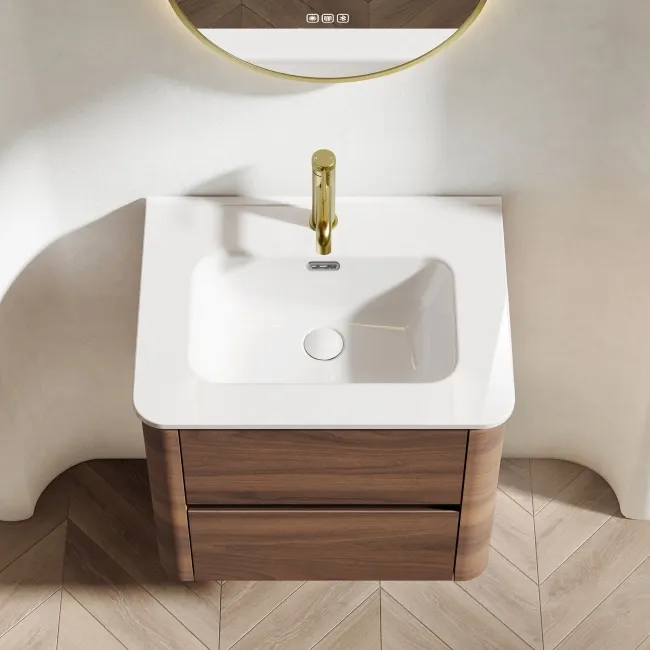 Jerez Black Walnut Wall Hung Basin Drawer Vanity 600mm