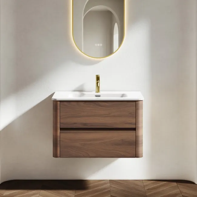 Jerez Black Walnut Wall Hung Basin Drawer Vanity 800mm