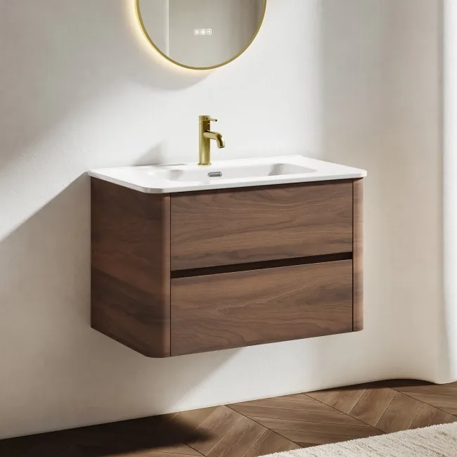Jerez Black Walnut Wall Hung Basin Drawer Vanity 800mm