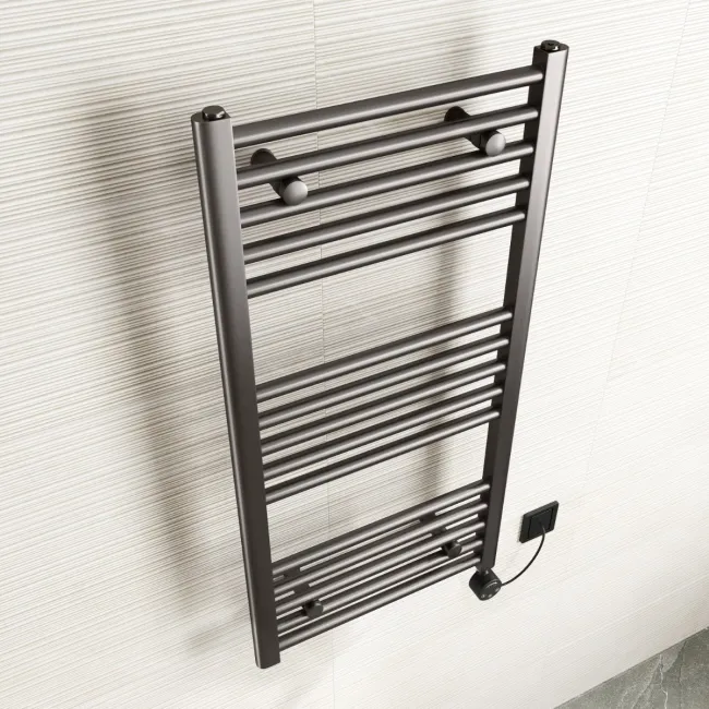 Naples Electric Premium Brushed Gunmetal Straight Heated Towel Rail 1000x500mm
