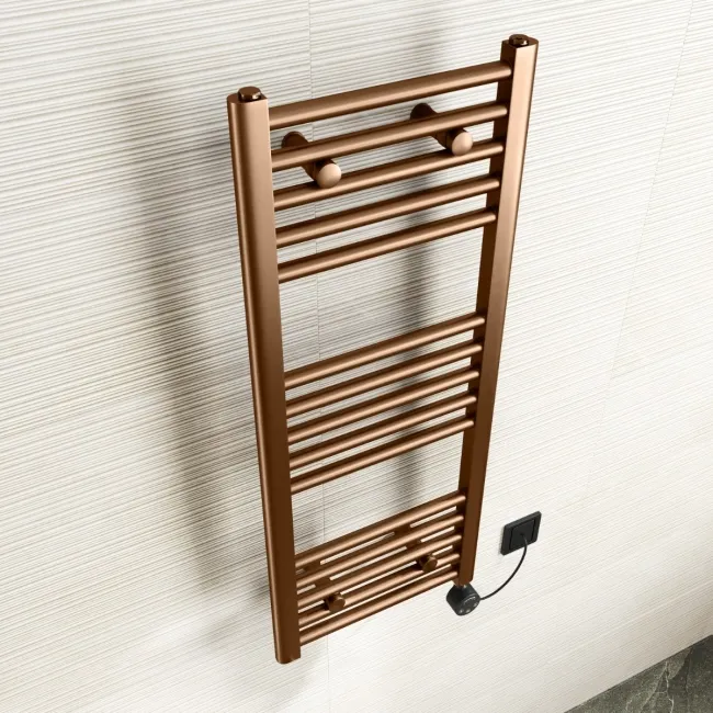 Naples Electric Premium Brushed Copper Straight Heated Towel Rail 1000x400mm