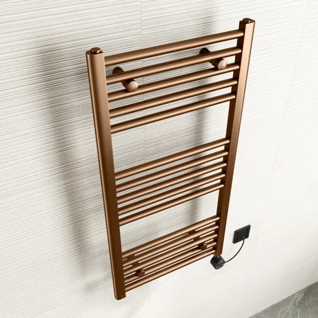 Naples Electric Premium Brushed Copper Straight Heated Towel Rail 1200x400mm