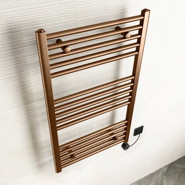 Naples Electric Premium Brushed Copper Straight Heated Towel Rail 1000x600mm