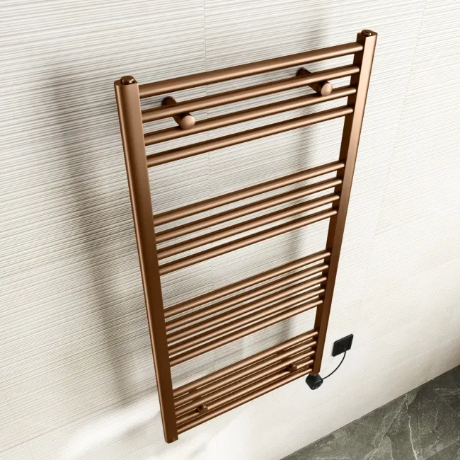 Naples Electric Premium Brushed Copper Straight Heated Towel Rail 1200x600mm