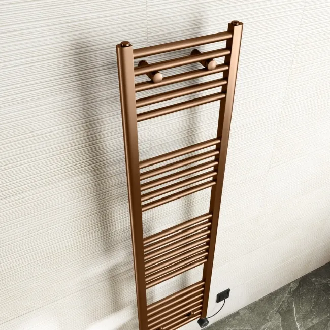 Naples Electric Premium Brushed Copper Straight Heated Towel Rail 1600x400mm