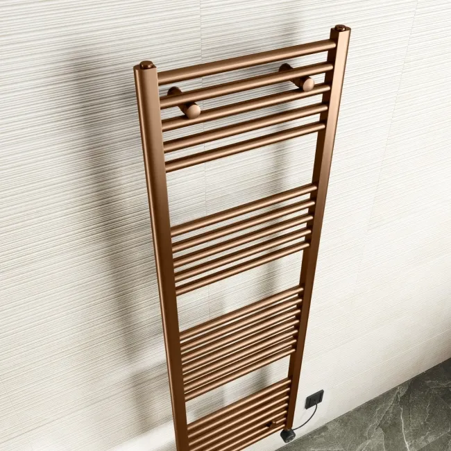 Naples Electric Premium Brushed Copper Straight Heated Towel Rail 1600x500mm