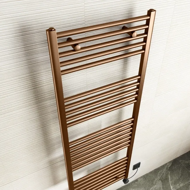 Naples Electric Premium Brushed Copper Straight Heated Towel Rail 1600x600mm