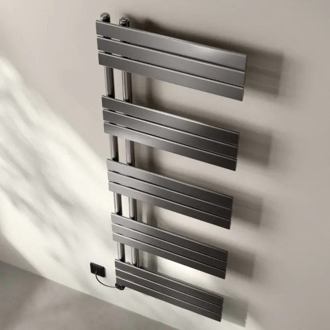 Seville Electric Brushed Gunmetal Designer Flat Panel Heated Towel Rail 1600x600mm