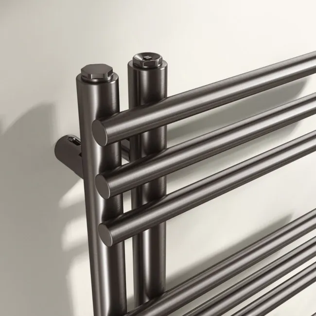 Cannes Electric Brushed Gunmetal Designer Heated Towel Rail 1200x500mm