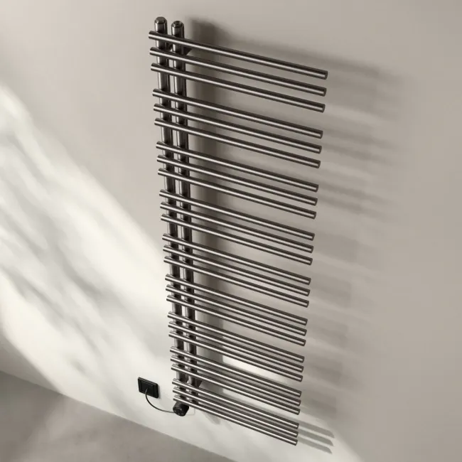 Cannes Electric Brushed Gunmetal Designer Heated Towel Rail 1600x500mm